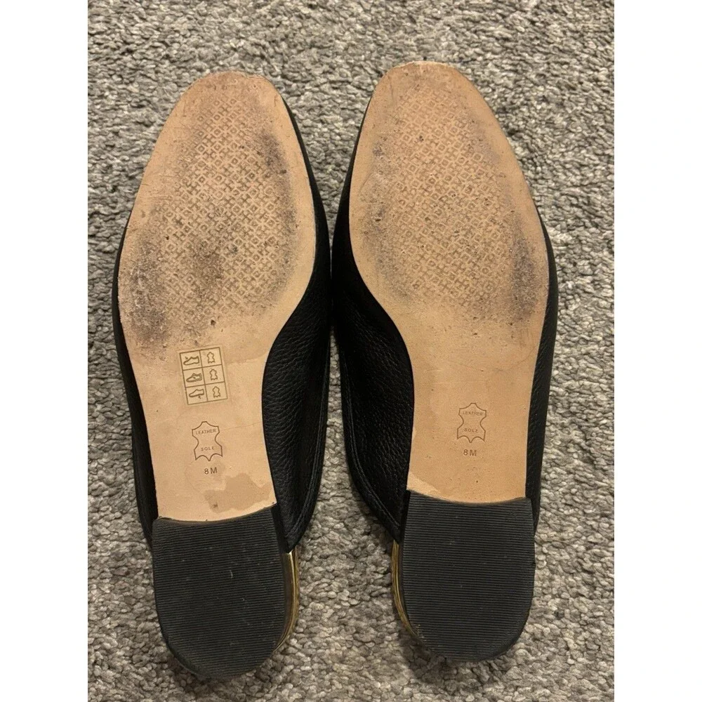 Tory Burch Jessa Backless‎ Loafer Horse Bit Leather Mules Womens 8 Black